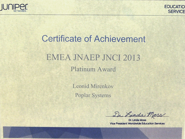 JNAEP Best Instructor Platinum Award 2013